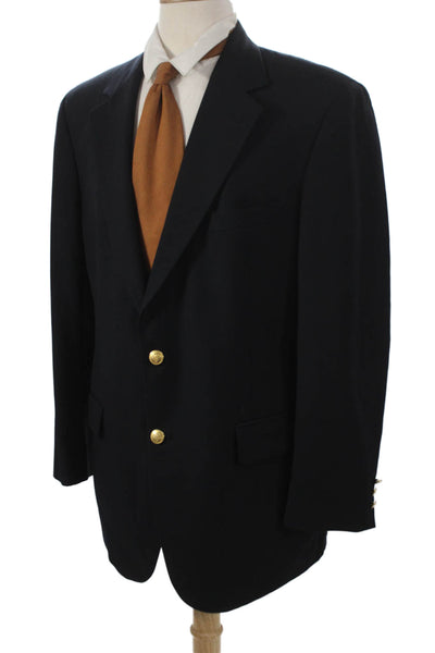 Brooks Brothers Mens Black Wool Buttoned Blazer Size 42