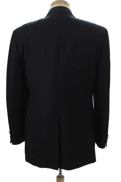 Brooks Brothers Mens Black Wool Buttoned Blazer Size 42