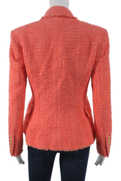 Balmain Women Orange Polyamide Basic Jacket Button Closure Size 38