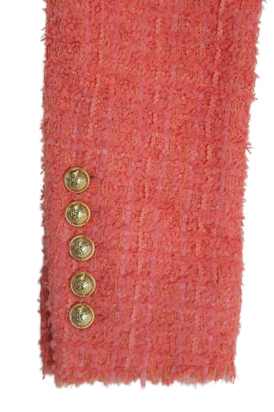 Balmain Women Orange Polyamide Basic Jacket Button Closure Size 38