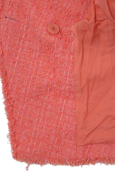 Balmain Women Orange Polyamide Basic Jacket Button Closure Size 38