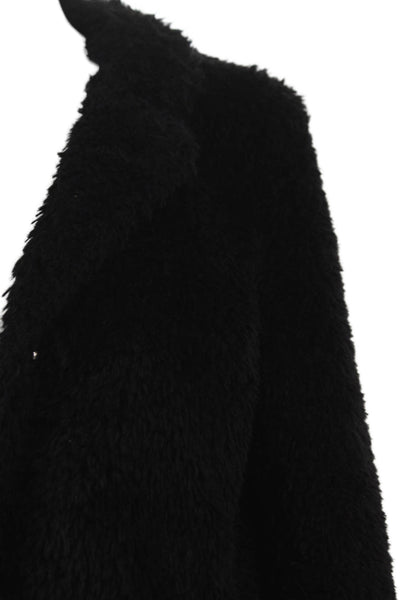 Kenneth Cole Women Black Polyester Overcoat Button Long Sleeve Size S