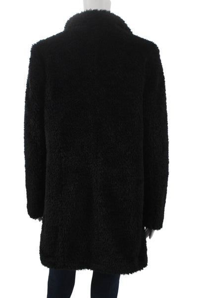 Kenneth Cole Women Black Polyester Overcoat Button Long Sleeve Size S