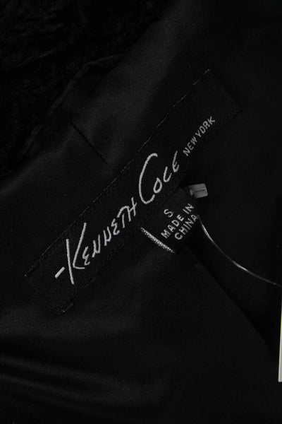 Kenneth Cole Women Black Polyester Overcoat Button Long Sleeve Size S