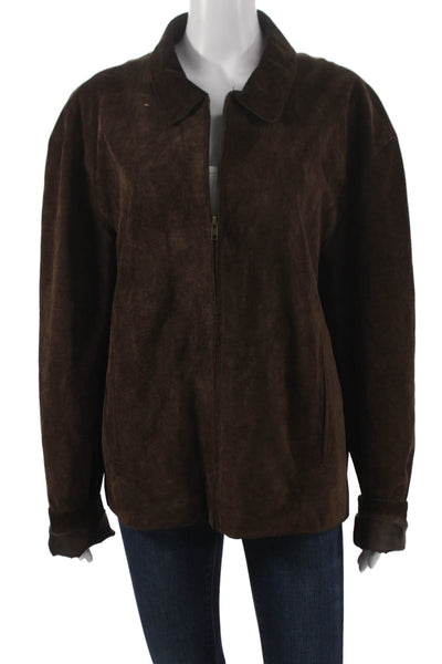 Barneys New York Unisex Adults Genuine Leather Brown Jacket Size XL