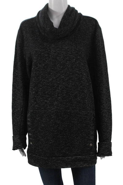 Calvin Klein Women Pullover Sweatshirt Black Cowl Neck Long Sleeve Size L