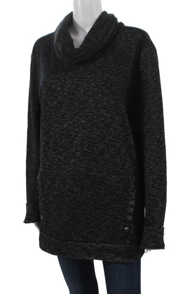 Calvin Klein Women Pullover Sweatshirt Black Cowl Neck Long Sleeve Size L