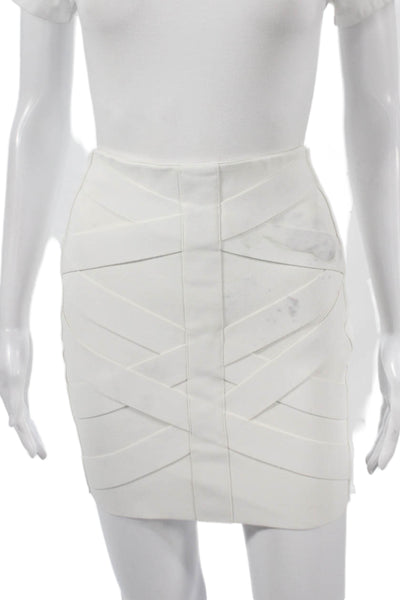 Balmain Women Bandage Skirt White Knee Length Polyester Zip Size S