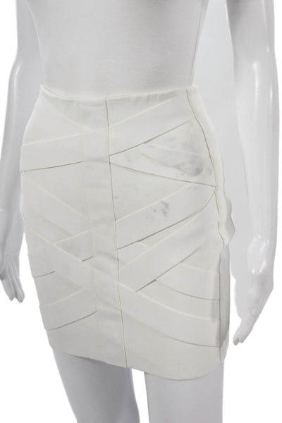 Balmain Women Bandage Skirt White Knee Length Polyester Zip Size S