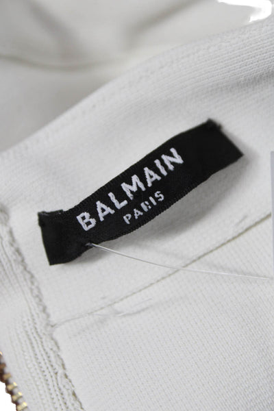 Balmain Women Bandage Skirt White Knee Length Polyester Zip Size S