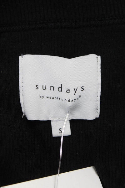 Sundays Womens Black Cotton Scoop Neck Basic Tank Sleeveless Size S