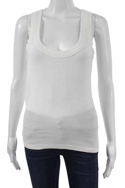 Sundays Womens Basic Sleeveless Tank Scoop Neck White Size S