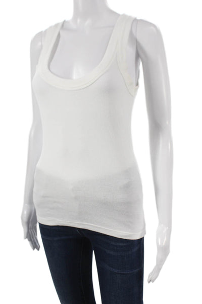 Sundays Womens Basic Sleeveless Tank Scoop Neck White Size S