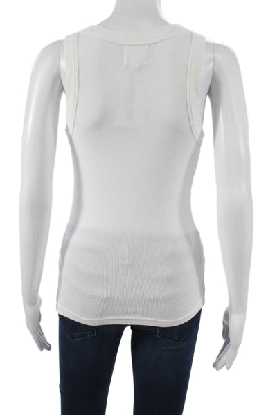 Sundays Womens Basic Sleeveless Tank Scoop Neck White Size S