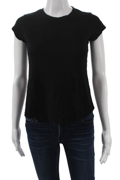 Bella Dahl Womens Basic T-Shirt Black Cotton Crew Neck Short Sleeve Size XS