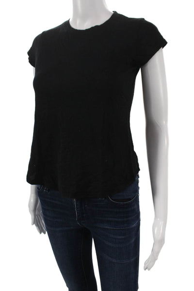 Bella Dahl Womens Basic T-Shirt Black Cotton Crew Neck Short Sleeve Size XS