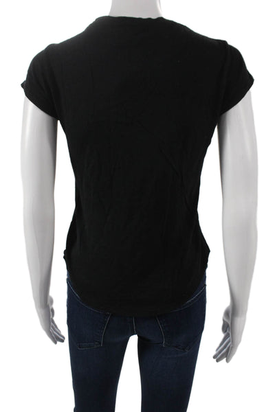 Bella Dahl Womens Basic T-Shirt Black Cotton Crew Neck Short Sleeve Size XS