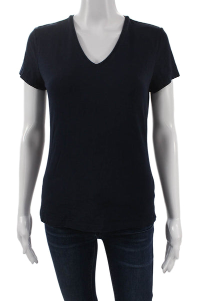 J. Mclaughlin Womens Basic Blue Cotton V-Neck Short Sleeve T-Shirt Size S
