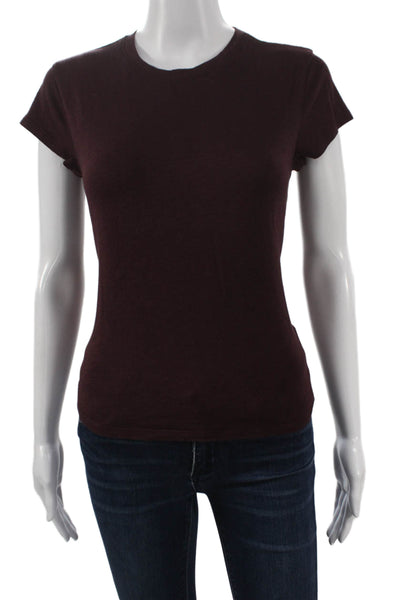 Bella Dahl Women Red Basic T-Shirt Crew Neck Short Sleeve 50% Cotton Size S