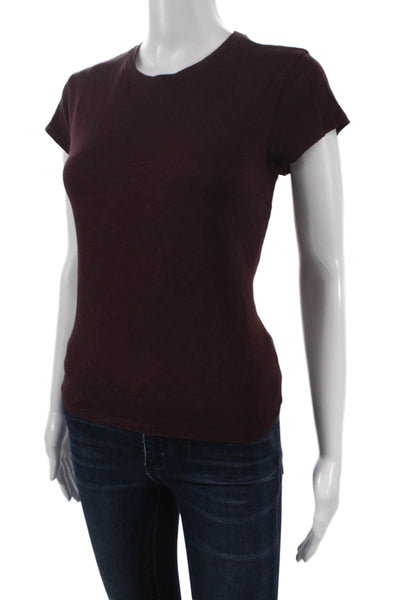 Bella Dahl Women Red Basic T-Shirt Crew Neck Short Sleeve 50% Cotton Size S