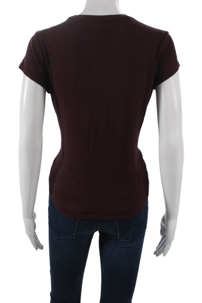 Bella Dahl Women Red Basic T-Shirt Crew Neck Short Sleeve 50% Cotton Size S
