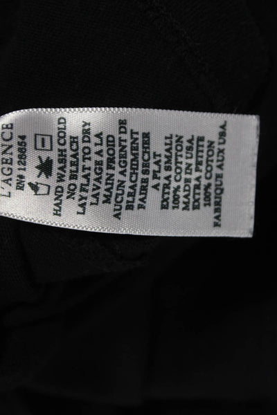 L'Agence Women Basic T-Shirt Black Cotton Scoop Neck Short Sleeve Size XS