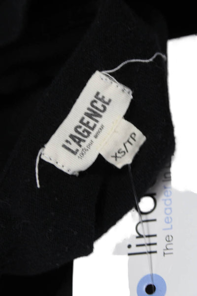 L'Agence Women Basic T-Shirt Black Cotton Scoop Neck Short Sleeve Size XS