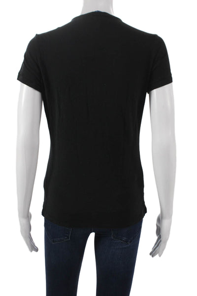 J. Mclaughlin Women Basic Black V-Neck Cotton Short Sleeve T-Shirt Size S