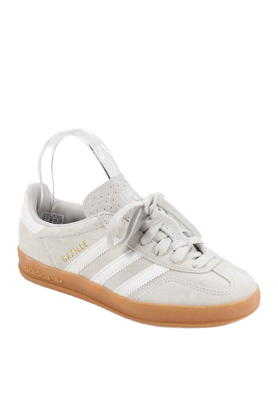 Adidas Womens Suede Striped Gazelle Sneakers Gray Size 4