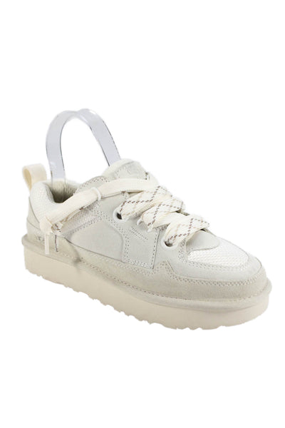 Ugg Womens Suede Chunky Lace Detail Sneakers Beige Size 6