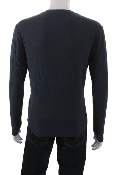 Marine Layer Mens Henley T Shirt Blue Cotton Long Sleeve Solid Size S