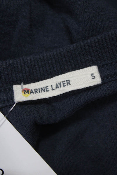 Marine Layer Mens Henley T Shirt Blue Cotton Long Sleeve Solid Size S