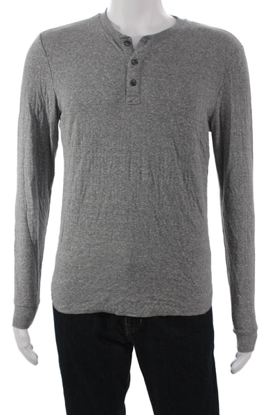 Marine Layer Mens Henley T-Shirt Gray Cotton Long Sleeve Size S