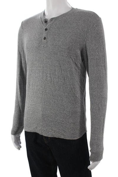 Marine Layer Mens Henley T-Shirt Gray Cotton Long Sleeve Size S