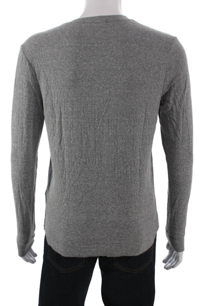 Marine Layer Mens Henley T-Shirt Gray Cotton Long Sleeve Size S