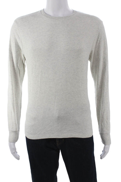 Frame Mens Cotton Crew Neck Long Sleeve T-Shirt Gray Size S