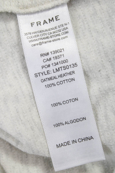 Frame Mens Cotton Crew Neck Long Sleeve T-Shirt Gray Size S