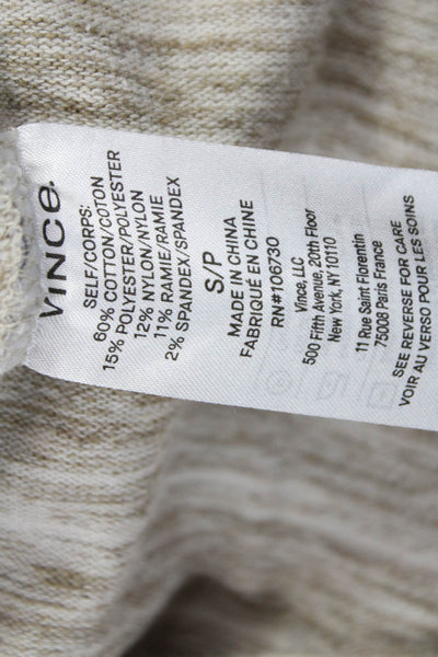 Vince Mens Henley Hoodie Beige Striped Cotton Long Sleeve Size S