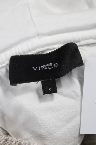 Vince Mens Henley Hoodie Beige Striped Cotton Long Sleeve Size S