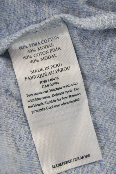 Faherty Mens Henley T-Shirt Long Sleeve Pima Cotton Solid Blue Size S