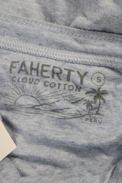 Faherty Mens Henley T-Shirt Long Sleeve Pima Cotton Solid Blue Size S