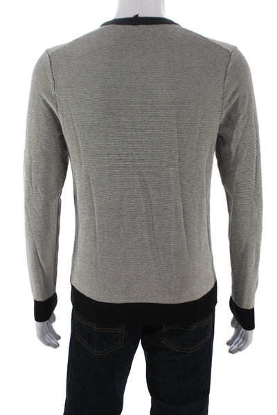 Theory Mens Pullover Crew Neck Striped Gray Cotton Long Sleeve Size S