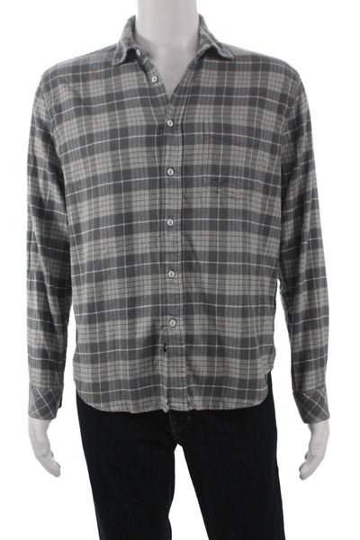 Rails Mens Plaid Collar Long Sleeve Button Down Shirt Gray Size S