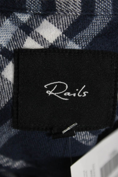 Rails Mens Plaid Collar Long Sleeve Button Down Shirt Navy Size S