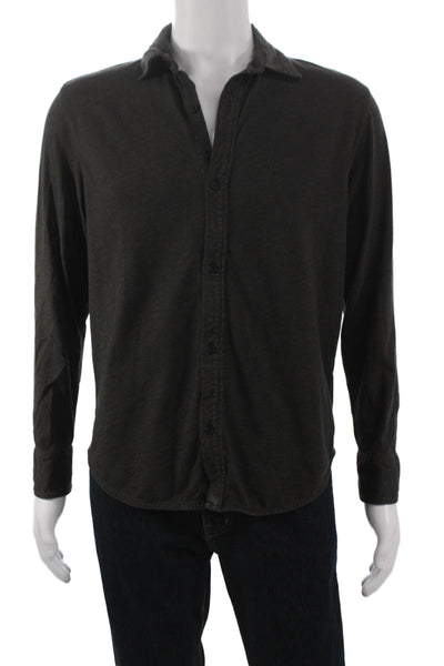 Goodlife Mens Gray Cotton Blend Polo Long Sleeve Button Up Size M