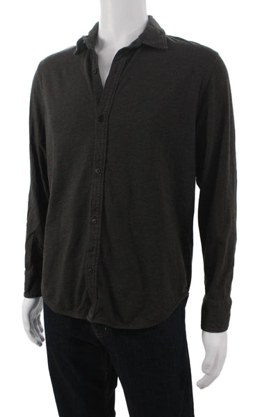 Goodlife Mens Gray Cotton Blend Polo Long Sleeve Button Up Size M