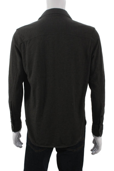 Goodlife Mens Gray Cotton Blend Polo Long Sleeve Button Up Size M