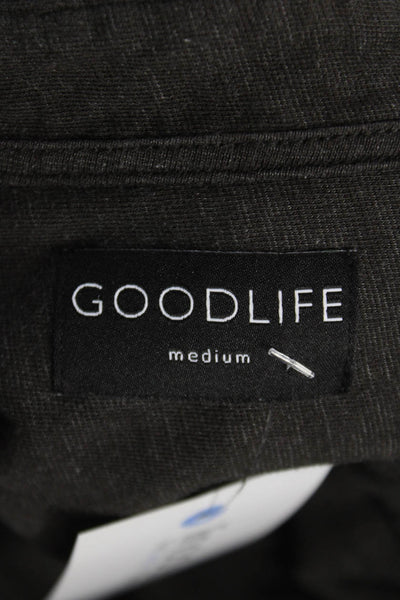 Goodlife Mens Gray Cotton Blend Polo Long Sleeve Button Up Size M