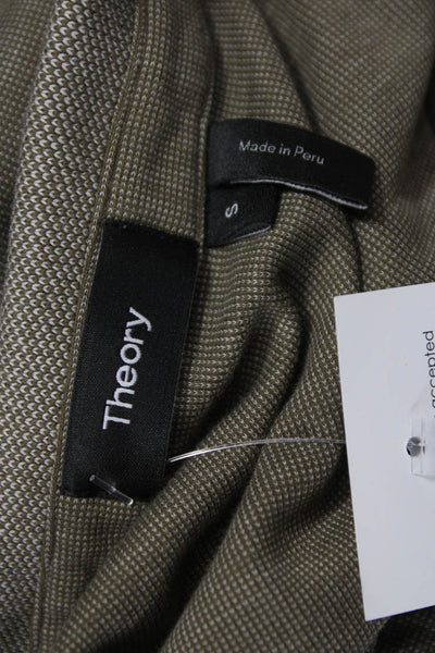 Theory Mens Green Collared Long Sleeve Pima Cotton Top Button Size S