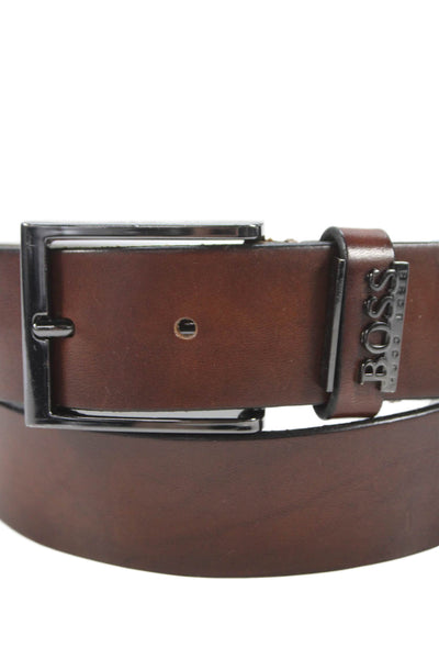 Boss Hugo Boss Mens Leather Buckle Belt Brown Size 32